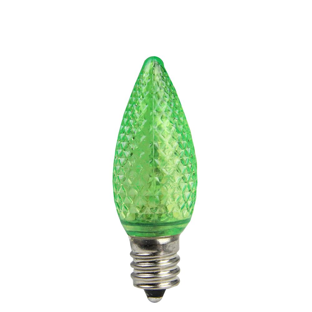 Pack of 25 Faceted LED C7 Green Christmas Replacement Bulbs. Picture 1