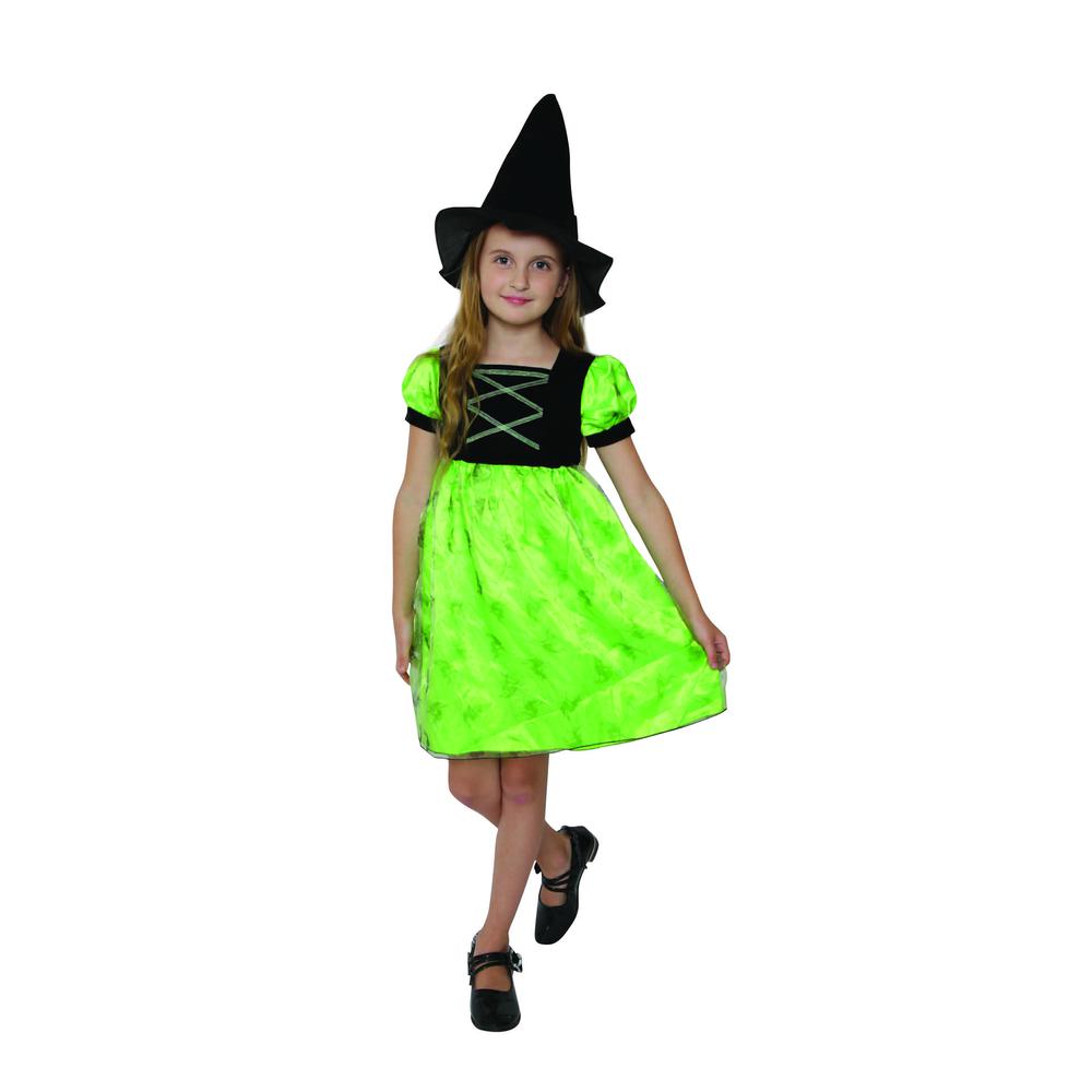 Black and Green Witch Girl Child Halloween Costume - Small. Picture 1