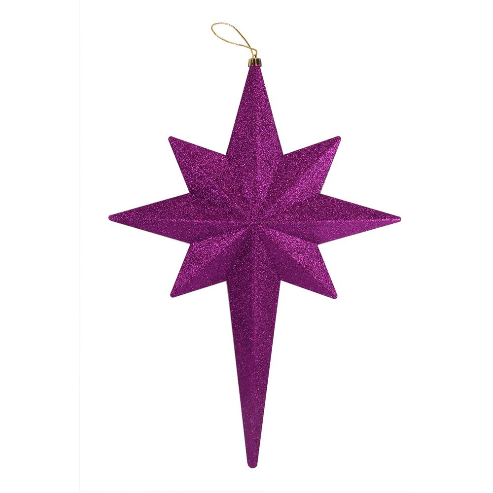 20" Purple Passion Glittered Bethlehem Star Shatterproof Christmas Ornament. Picture 1