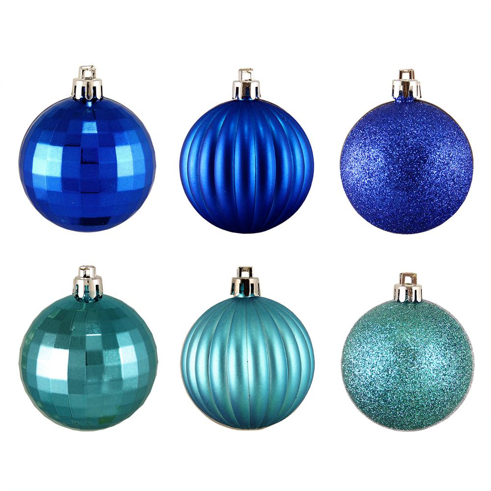 100ct Peacock Blue Shatterproof 3-Finish Christmas Ball Ornaments 2.5" (60mm). Picture 1