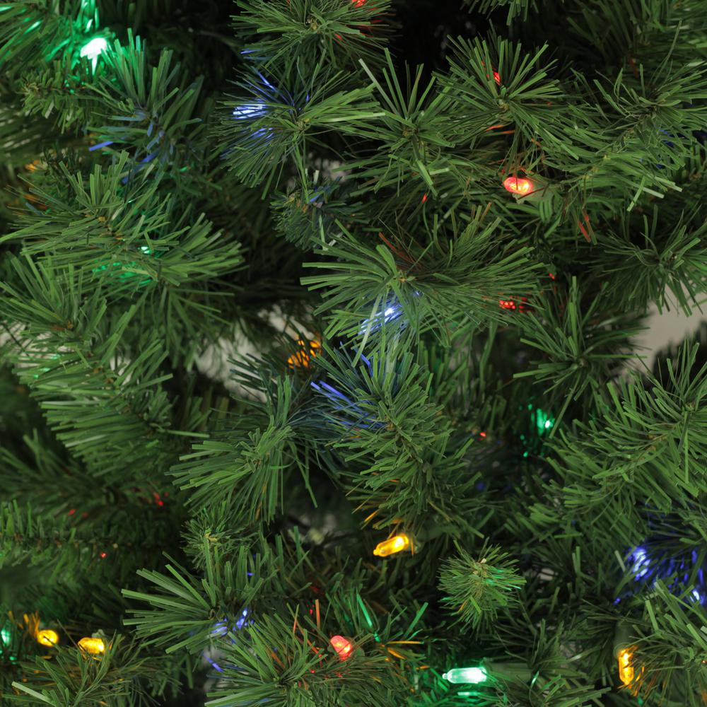 7' Pre-Lit Slim Glacier Pine Artificial Christmas Tree - Multicolor LED Lights. Picture 4