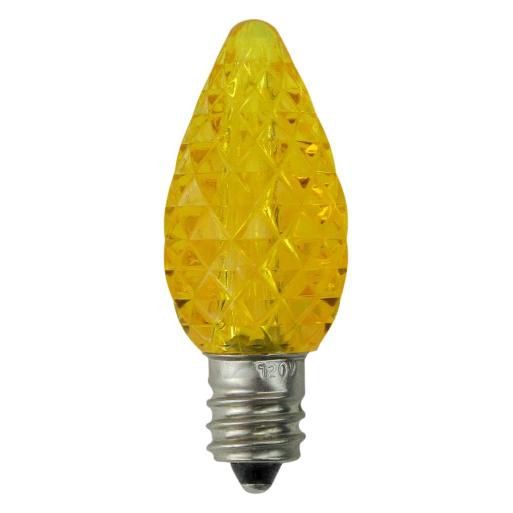 Pack of 25 Faceted LED C7 Yellow Christmas Replacement Bulbs. Picture 1