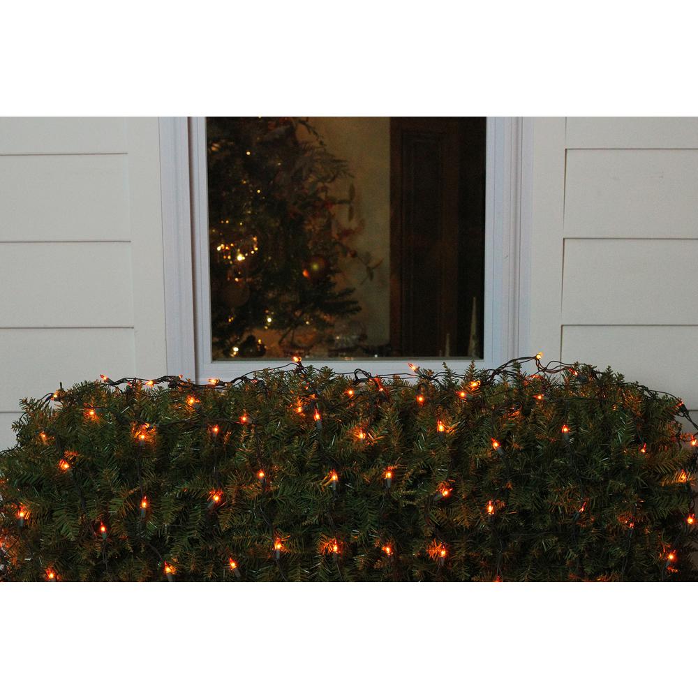 4' x 6' Orange Mini Incandescent Net Style Christmas Lights - Green Wire. Picture 3