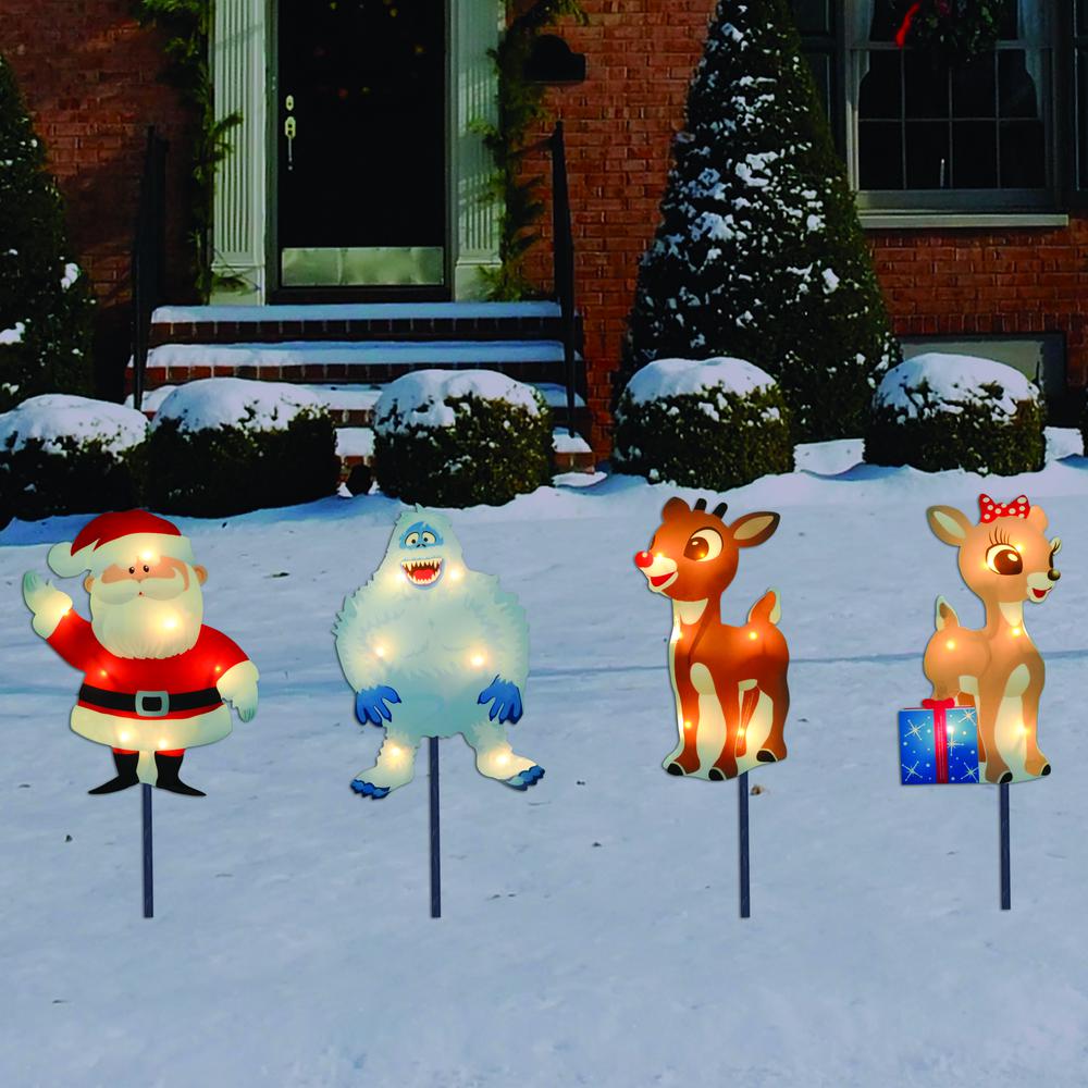 Set of 4 Lighted Rudolph and Friends Christmas Pathway Markers - Clear Lights. Picture 2