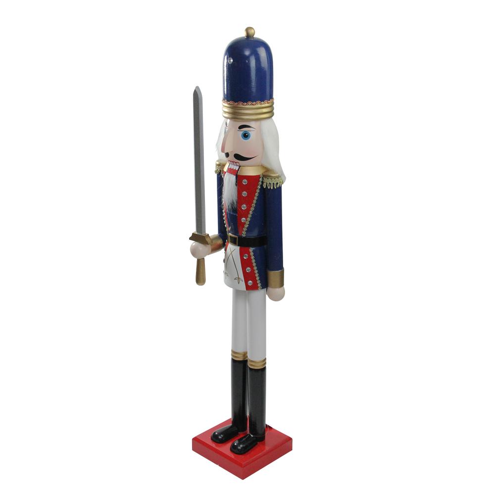 48.25" Blue and White Christmas Nutcracker Soldier with Sword. Picture 2