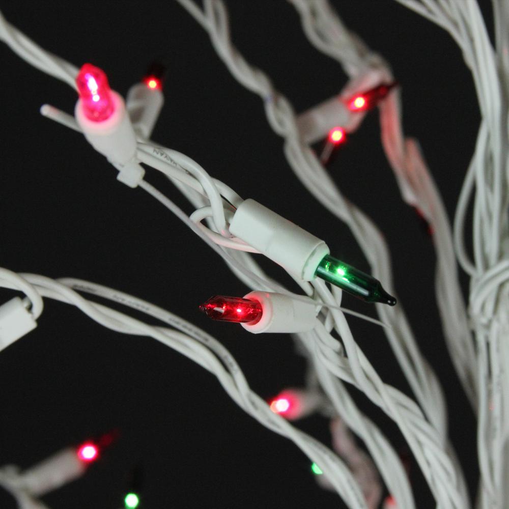 4' White Lighted Christmas Cascade Twig Tree Outdoor Decoration - Multi Lights. Picture 3