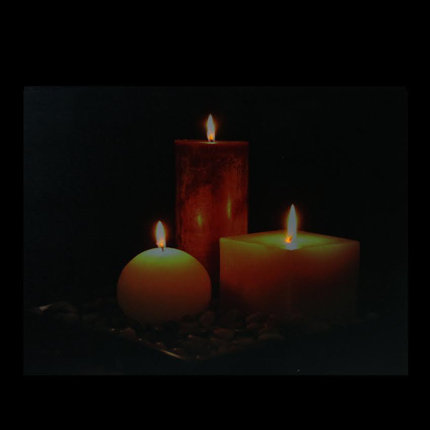 LED Lighted Tranquil Zen Triple Candles Canvas Wall Art 12" x 15.75". Picture 2