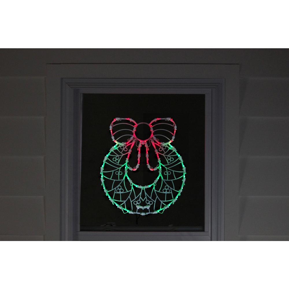 16" White and Clear Led Lighted Wreath Christmas Window Silhouette Decoration. Picture 3