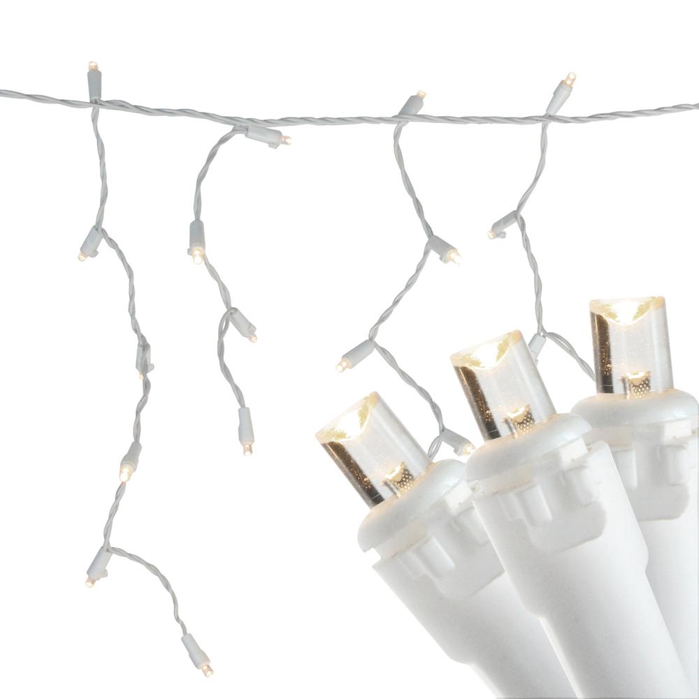100ct White LED Wide Angle Icicle Christmas Lights - White Wire. Picture 1