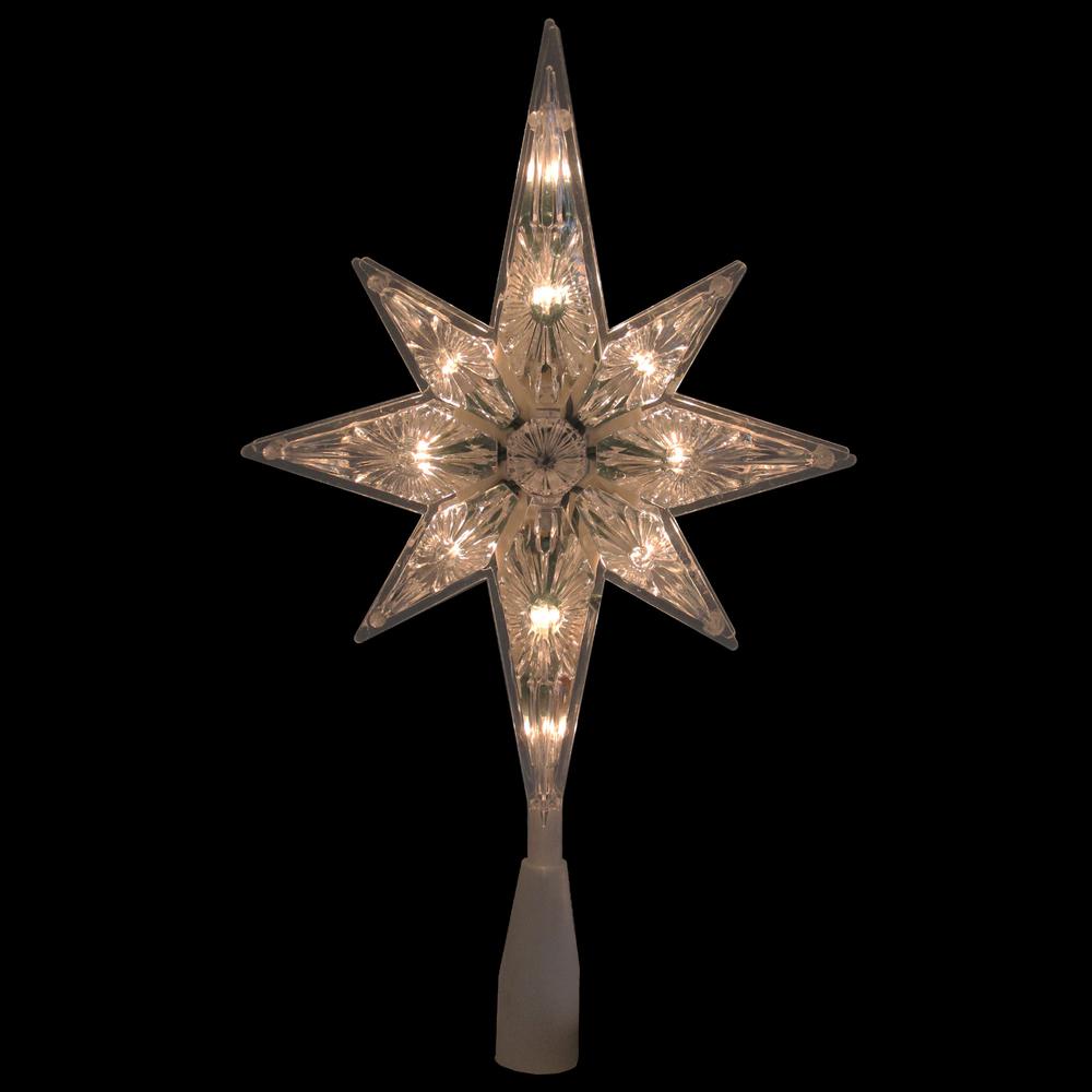 10" White Lighted Faceted Star of Bethlehem Christmas Tree Topper - Clear Lights. Picture 2