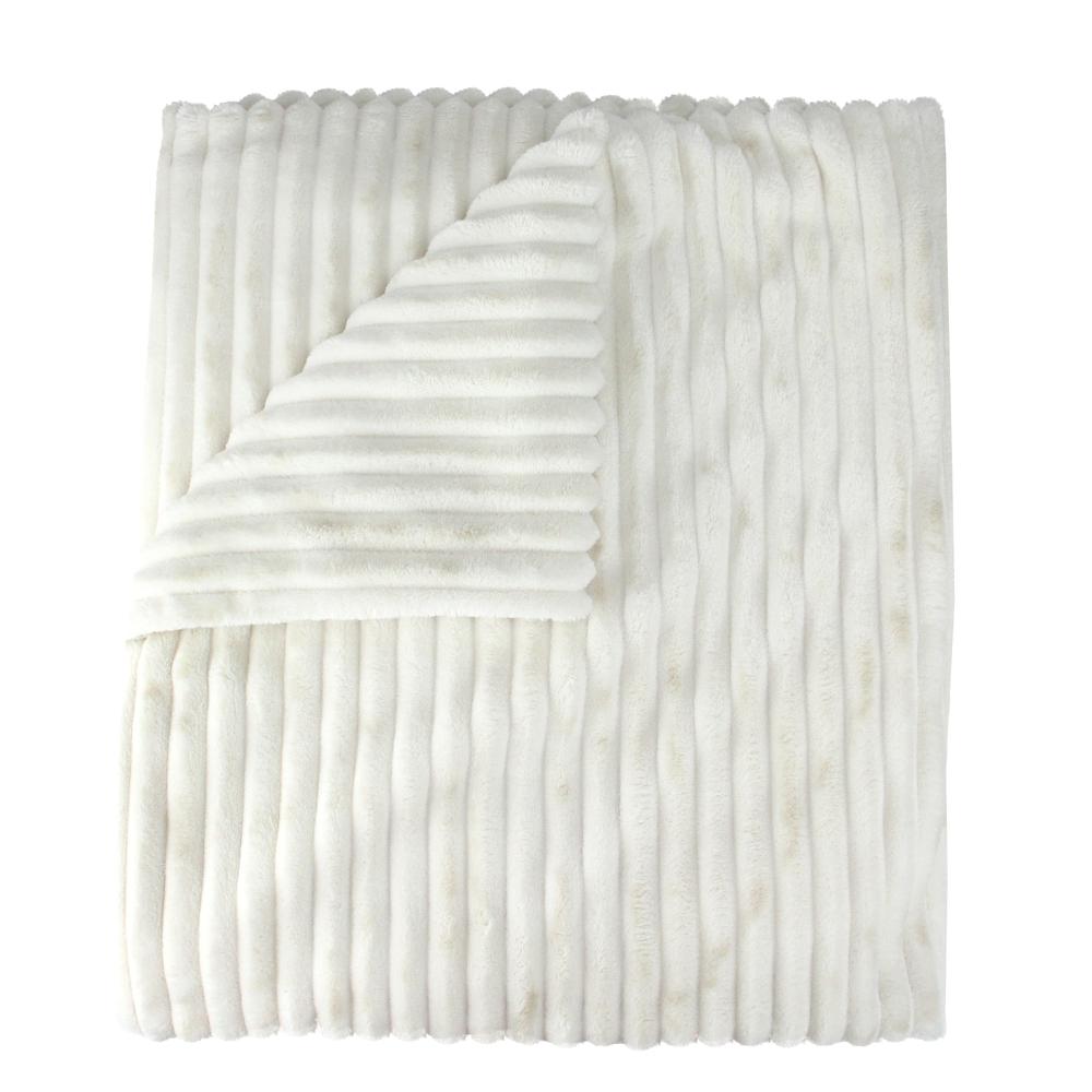 Cream White Ultra Plush Micro Fleece Throw Blanket 50" x 60". Picture 2