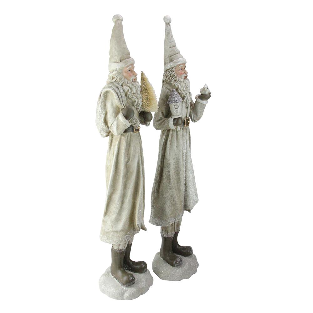 Set of 2 Beige Old World Santa Claus Christmas Tabletop Figures 25". Picture 2