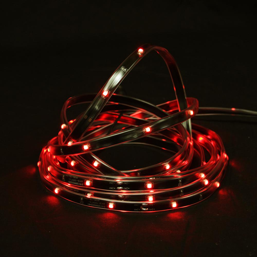 18' Red LED Outdoor Christmas Linear Tape Lighting - Black Finish. The main picture.