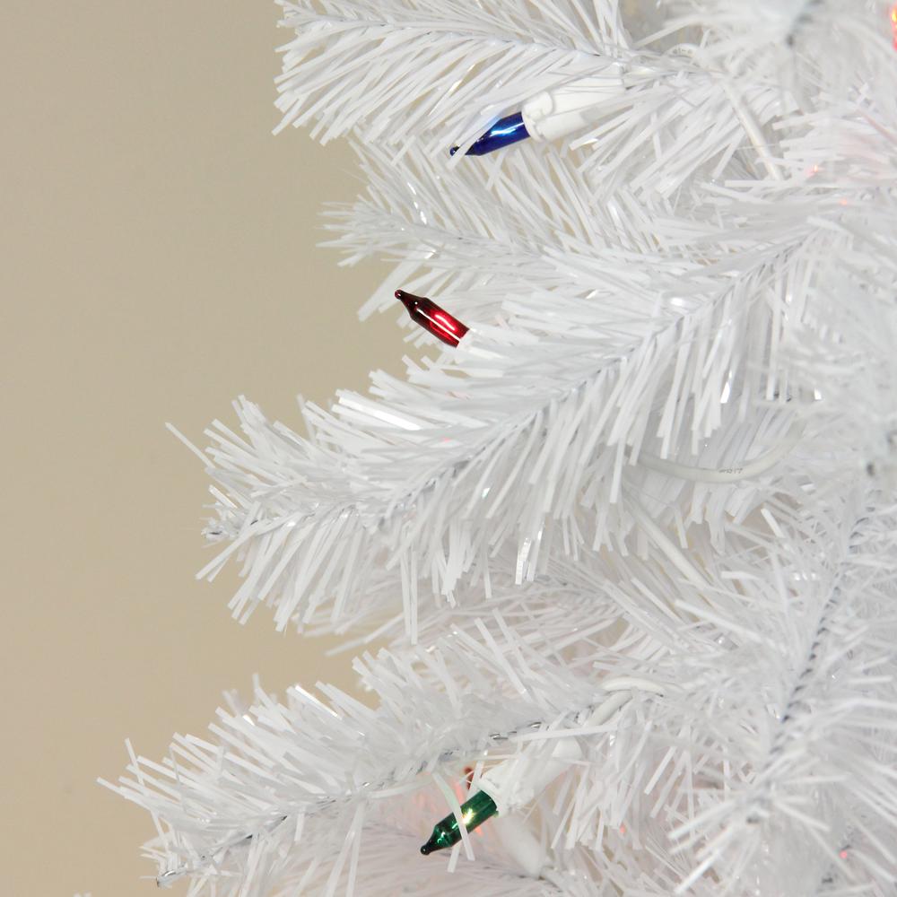 2' Pre-Lit Slim White Tinsel Artificial Christmas Tree - Multi Lights. Picture 2