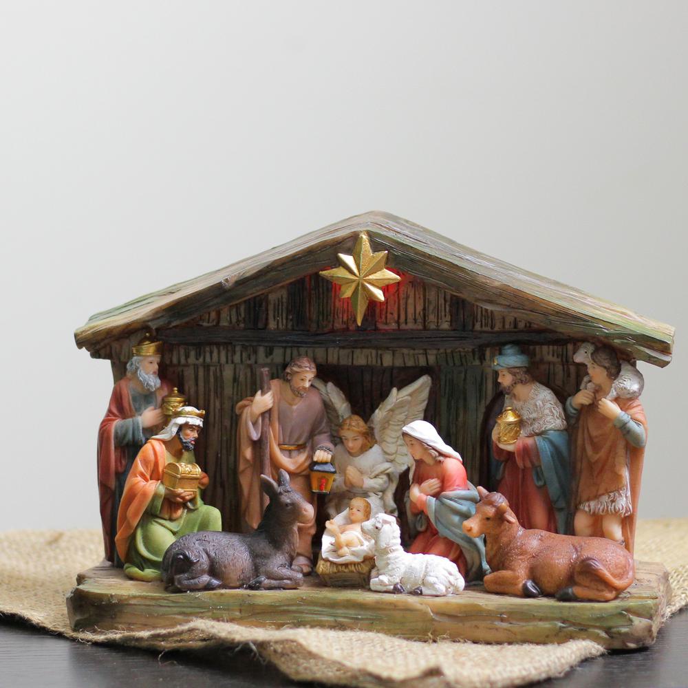 9.5" Nativity Christmas Scene With Color Changing LED Lights. Picture 3