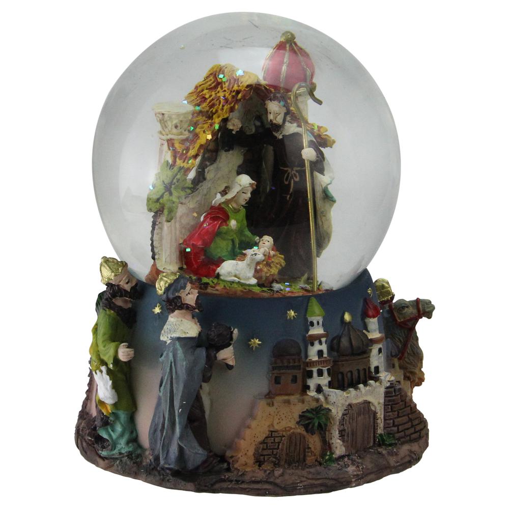 6" Nativity Manger Scene Religious Musical Christmas Snow Globe. Picture 3
