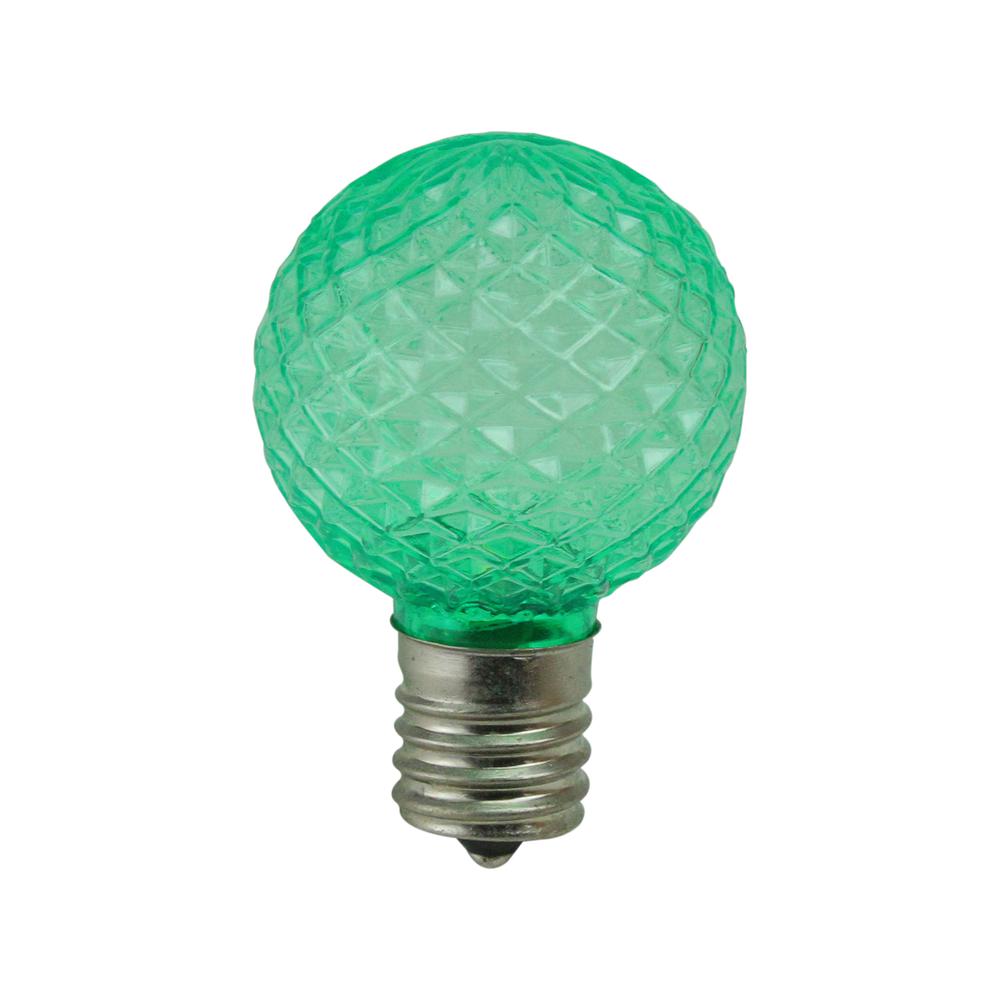 Pack of 25 Faceted LED G40 Green Christmas Replacement Bulbs. Picture 1