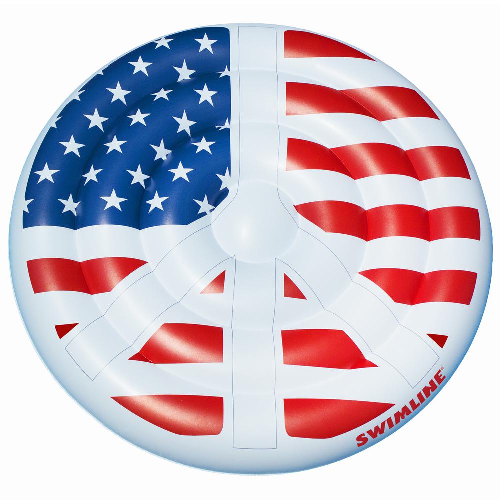 Red and Blue Stars  Stripes  Peace Sign Swimming Pool Float  60-Inch. Picture 1