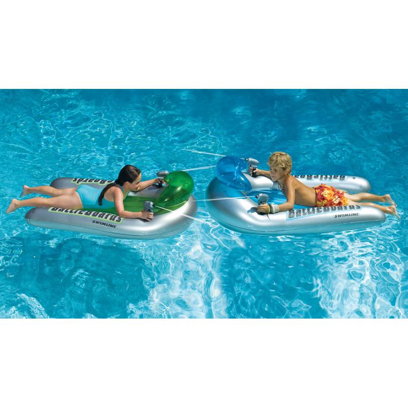 Set of 2 Green and Blue Water Sport Inflatable Battle Board Pool Squirters - 53". Picture 2