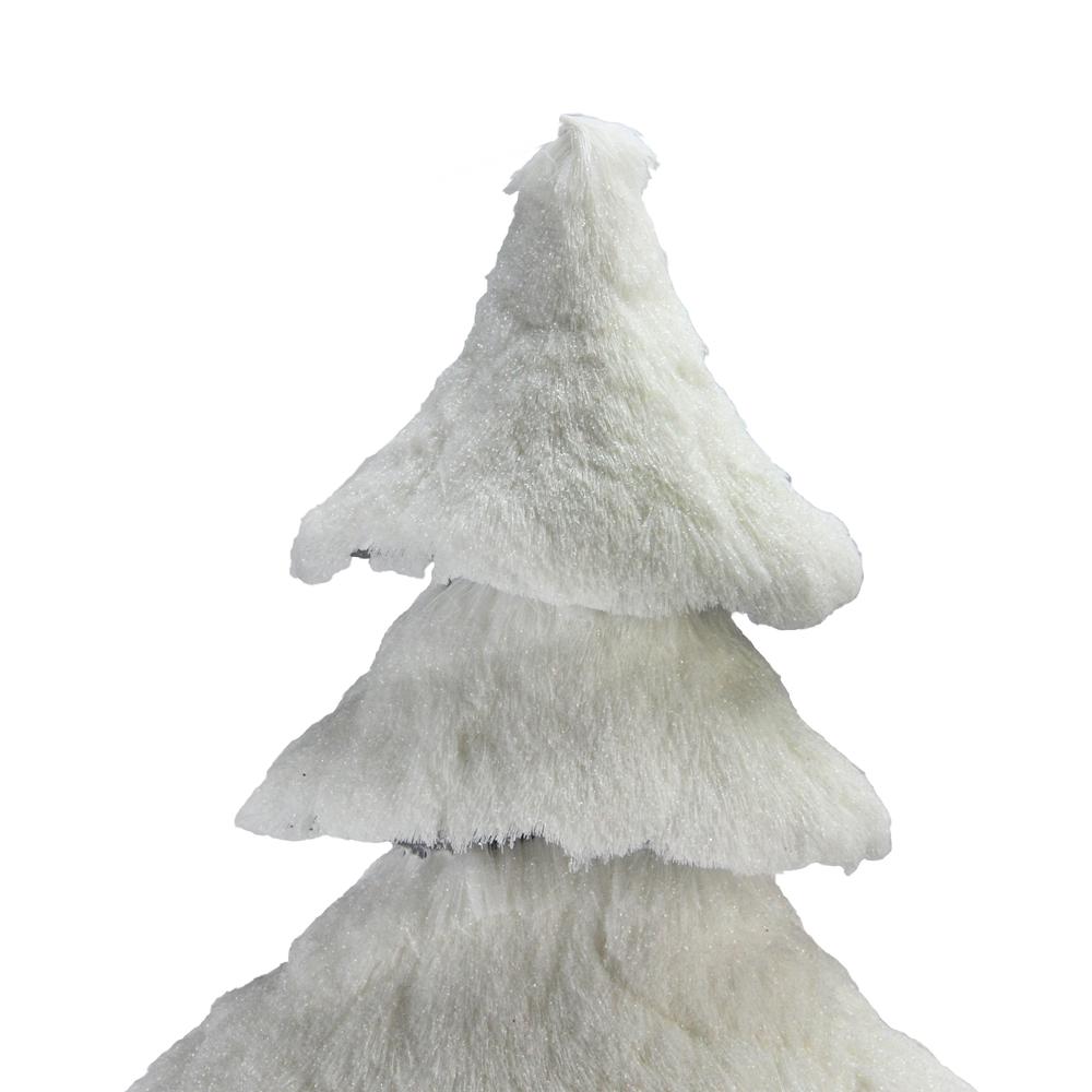 20.5" White Faux Fur Birch Tree Christmas Decoration. Picture 4