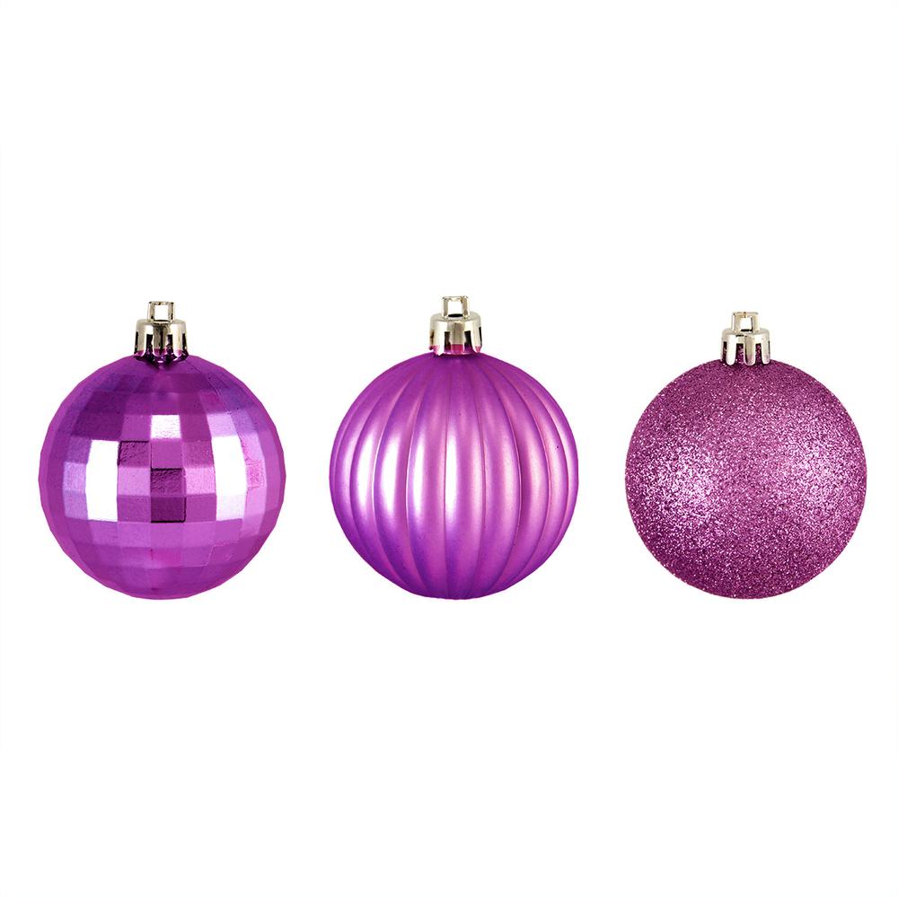 100ct Orchid Pink Shatterproof 3-Finish Christmas Ball Ornaments 2.5" (60mm). Picture 1