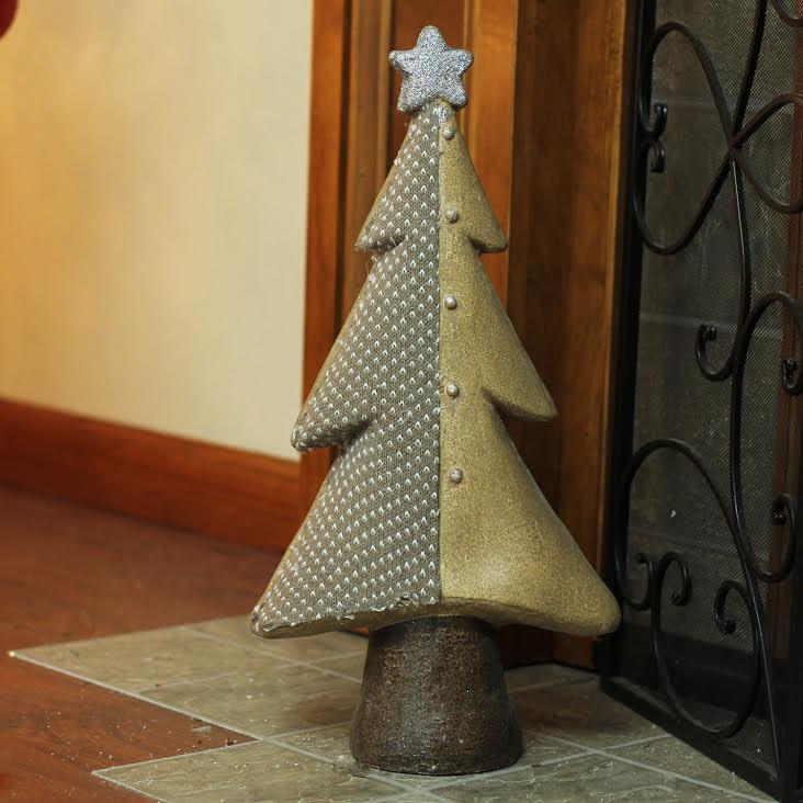 18" Brown and Silver Christmas Tree With a Glitter Star Tabletop Decor. Picture 2