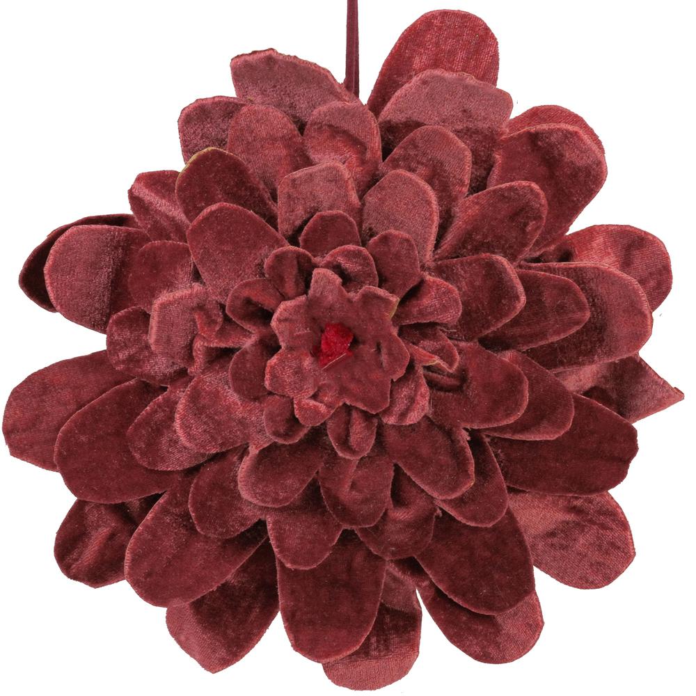 9.5" Mahogany Red Velvet Flower Christmas Ornament. The main picture.