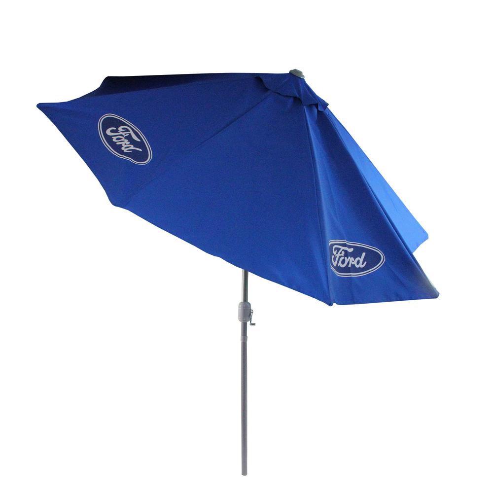 9ft Outdoor Patio Ford Umbrella with Hand Crank and Tilt  Blue. Picture 2