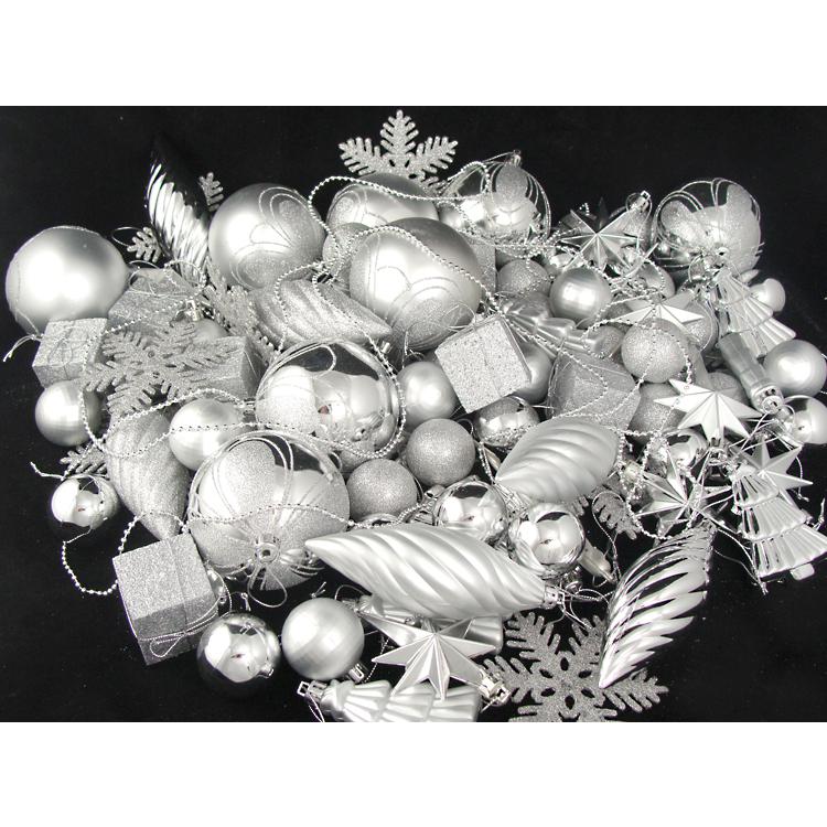 125ct Splendor Silver Shatterproof 4-Finish Christmas Ornaments 5.5" (140mm). Picture 2