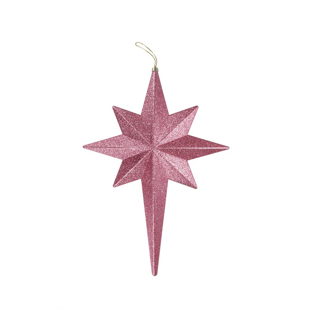 20" Pink Glittered Bethlehem Star Shatterproof Christmas Ornament. Picture 1