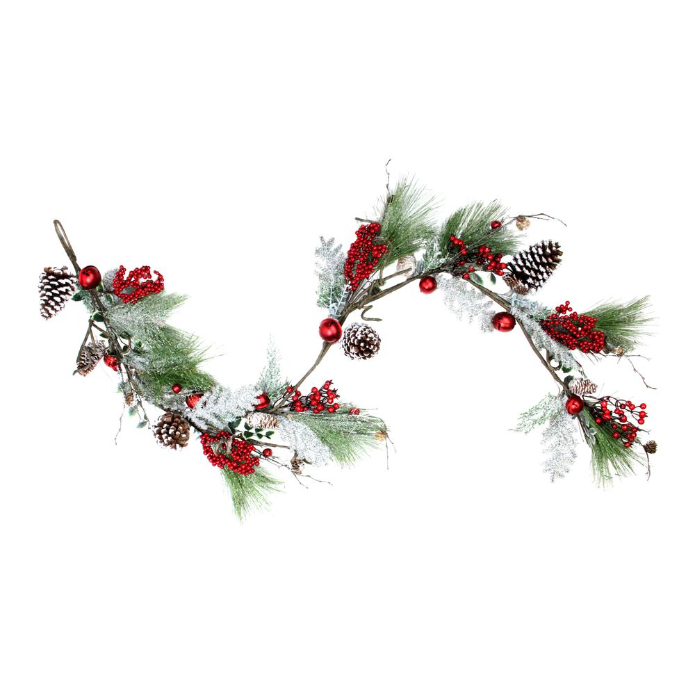 5.5' x 7" Frosted and Flocked Berries Christmas Garland - Unlit. Picture 1