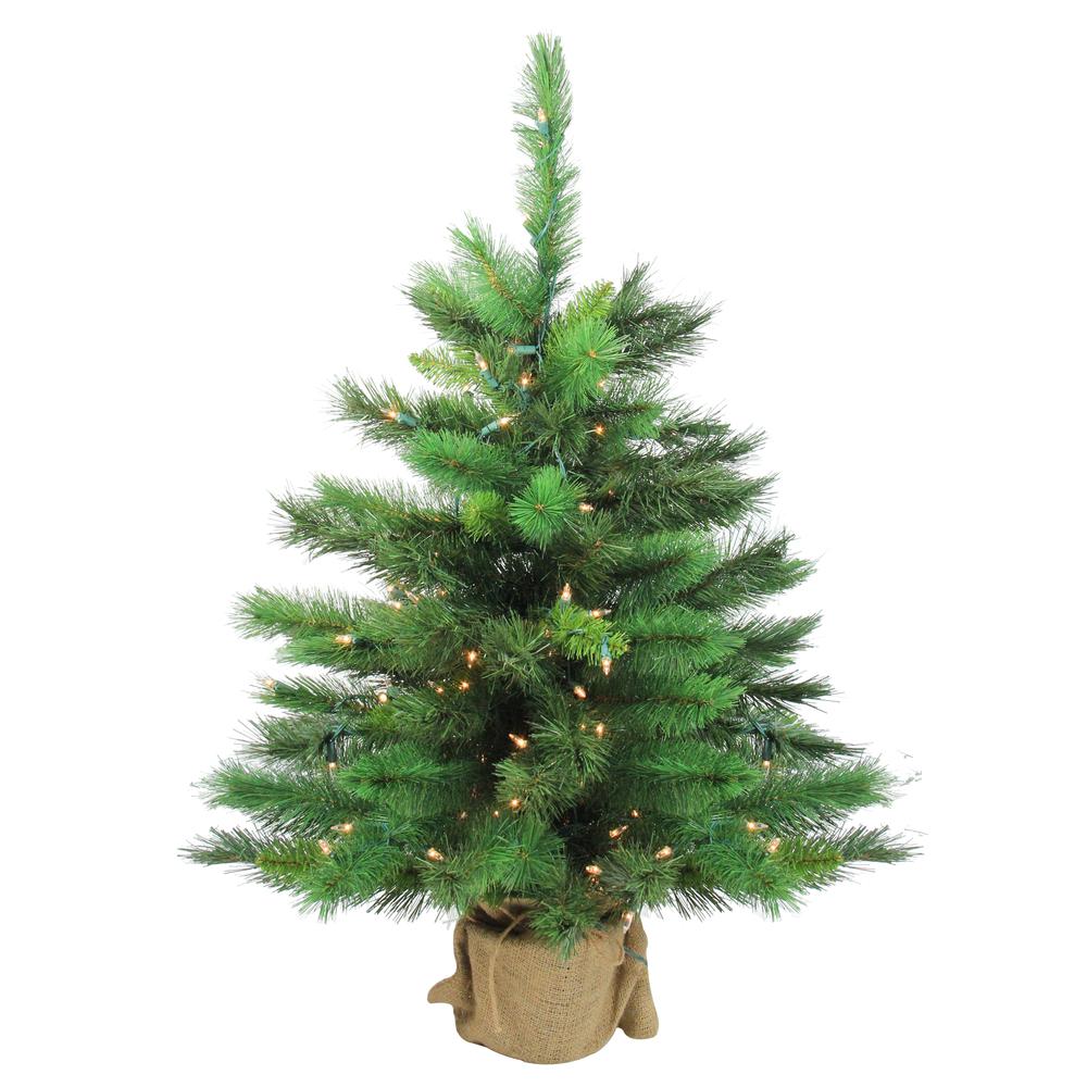 3' Pre-Lit Potted New Carolina Spruce Medium Artificial Christmas Tree - Clear Lights. Picture 1
