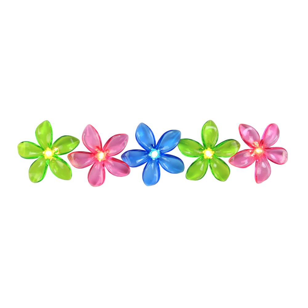 Set of 10 Pink  Blue and Green Flower Patio and Garden Novelty Lights 2.5. Picture 1