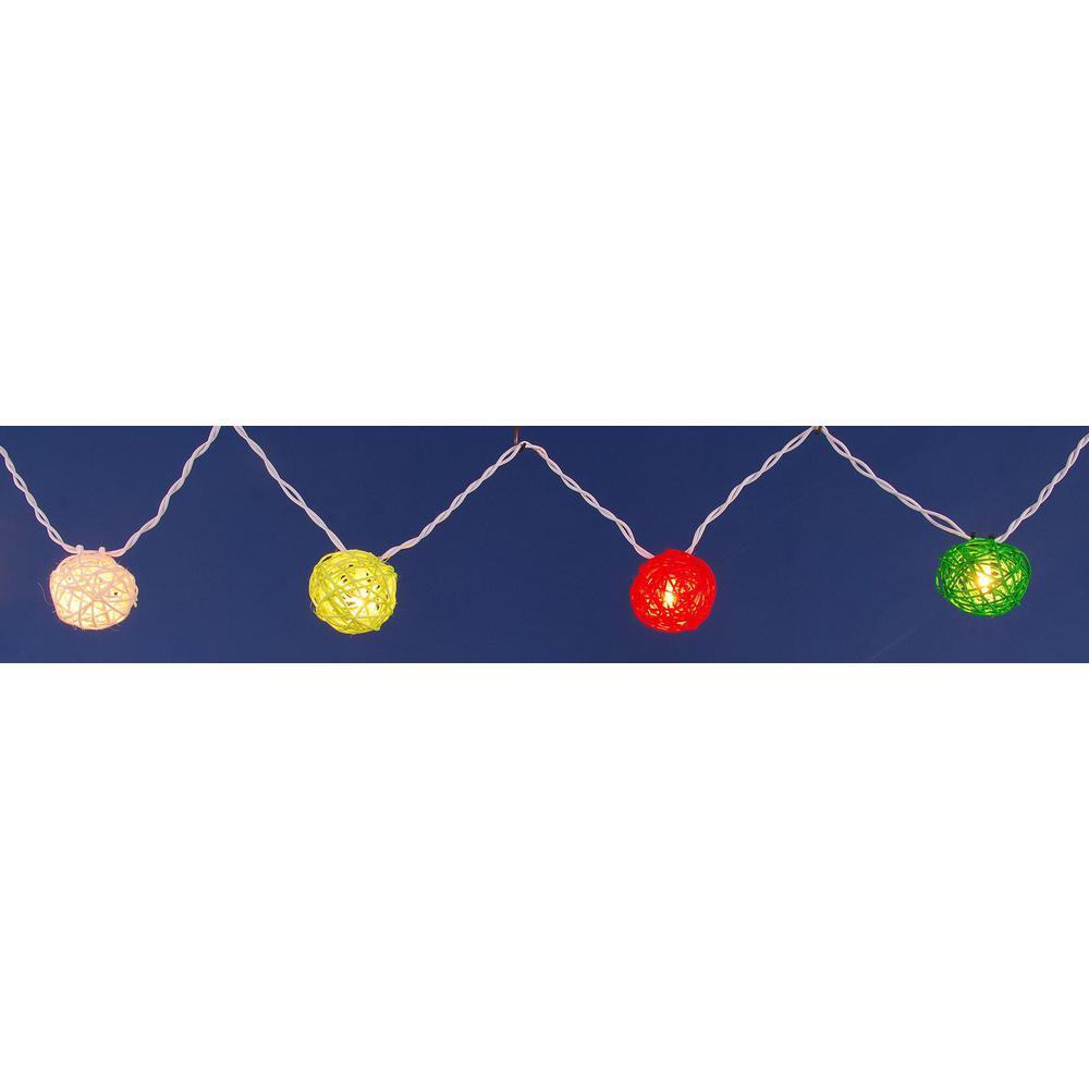 Set of 10 Multi-Colored Clear Ball Party Lights - 3ft White Wire. Picture 2