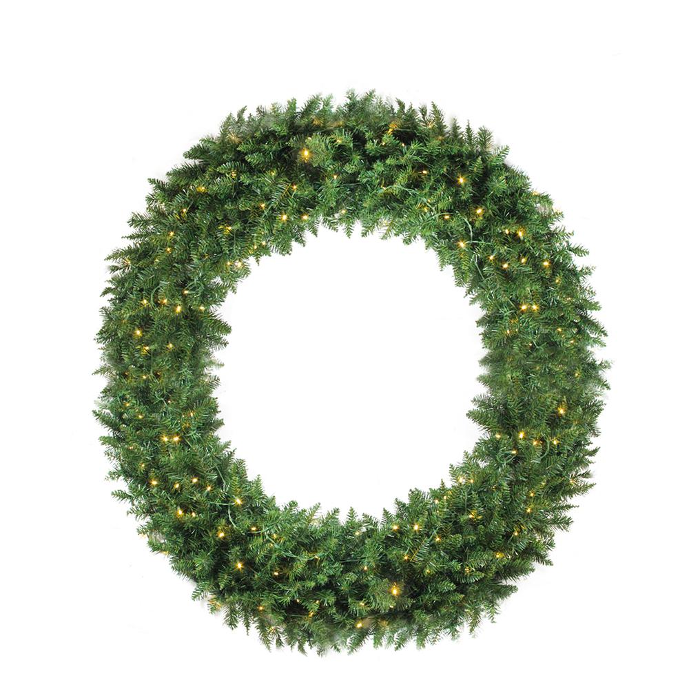 Pre-Lit Buffalo Fir Commercial Artificial Christmas Wreath - 72-Inch  White Lights. Picture 1