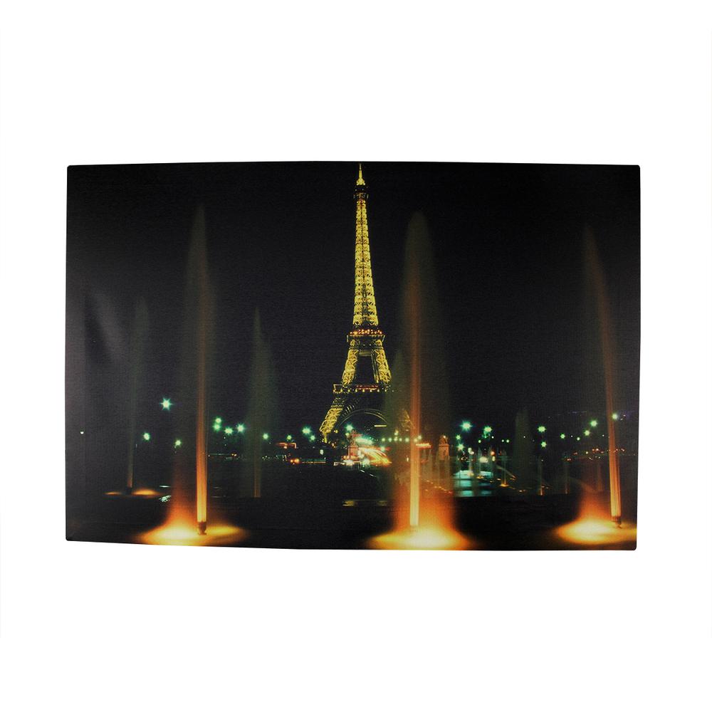 LED Lighted Eiffel Tower with Fountains Canvas Wall Art 15.75" x 23.5". The main picture.