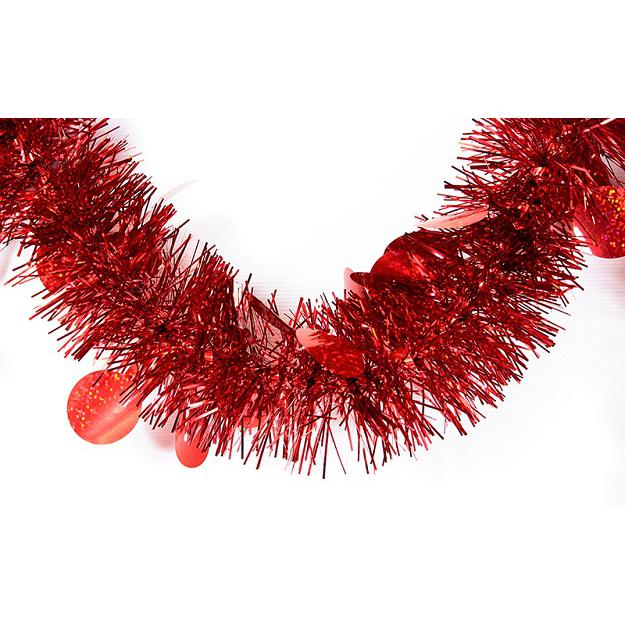50' x 2.5" Shiny Red Tinsel Artificial Christmas Garland - Unlit. Picture 2