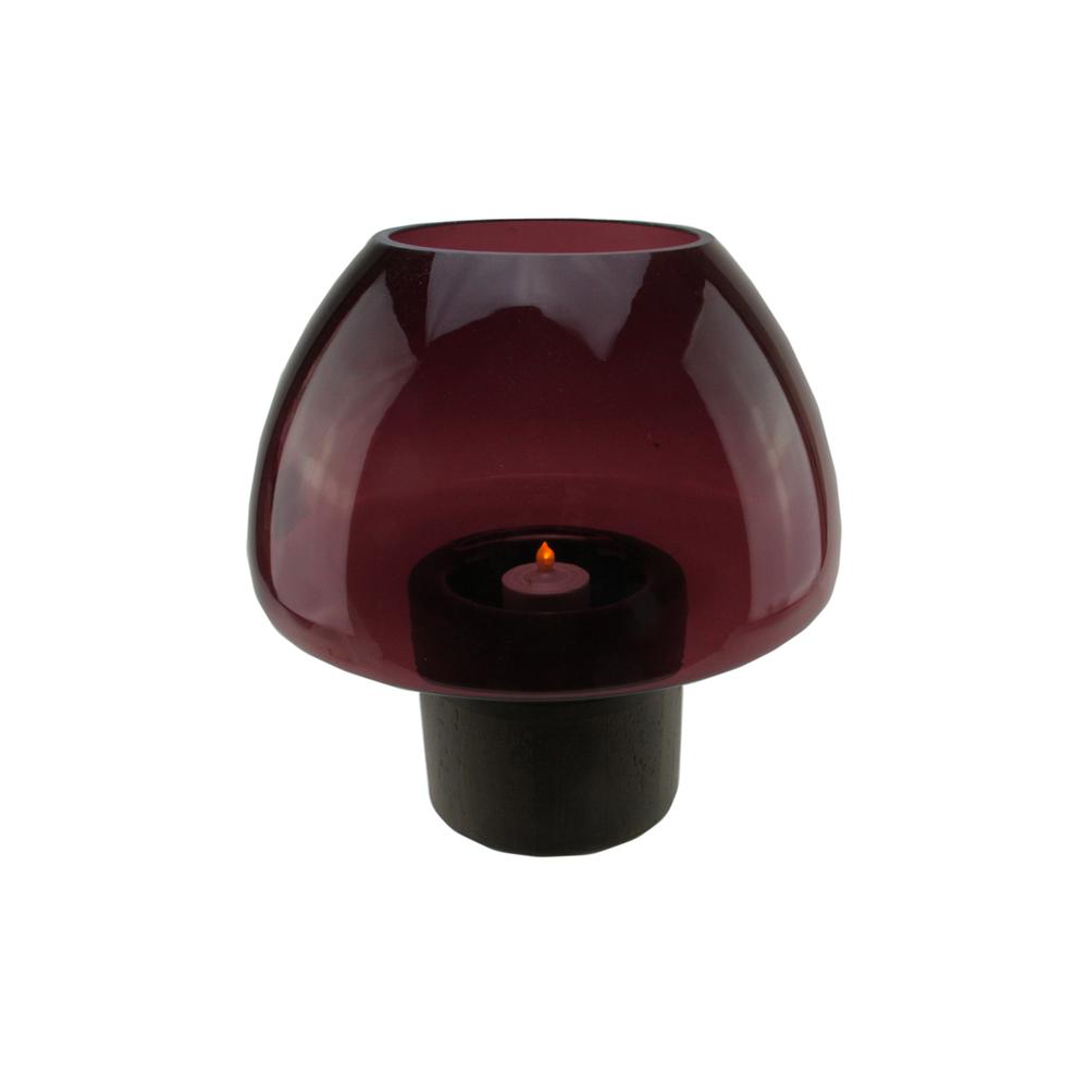 9.75" Purple and Black Transparent Byzantium Candle Holder with Base. The main picture.