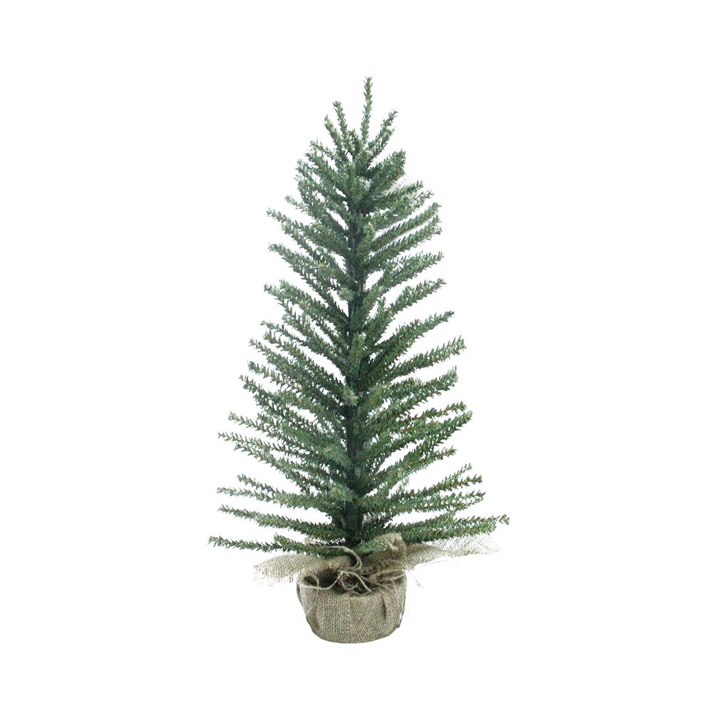 24" Medium Traditional Green Mini Pine Artificial Christmas Tree in Burlap Sack - Unlit. Picture 1