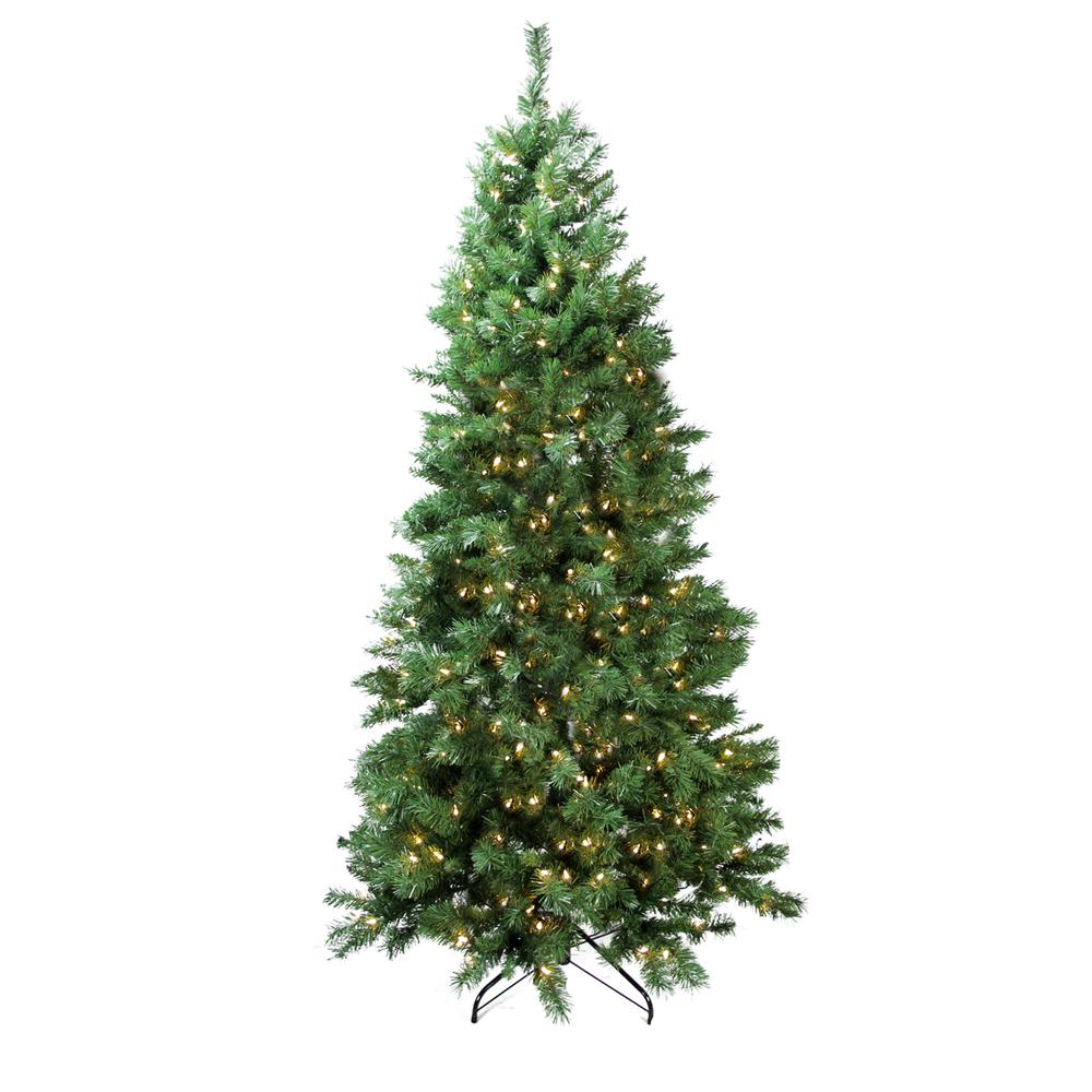 7' Pre-Lit Slim Glacier Pine Artificial Christmas Tree - Multicolor LED Lights. Picture 1