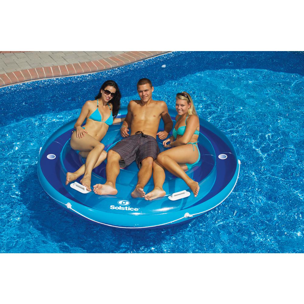 84"-Inch Solstice Inflatable Round Jumbo Island Swimming Pool Raft Lounger. Picture 1