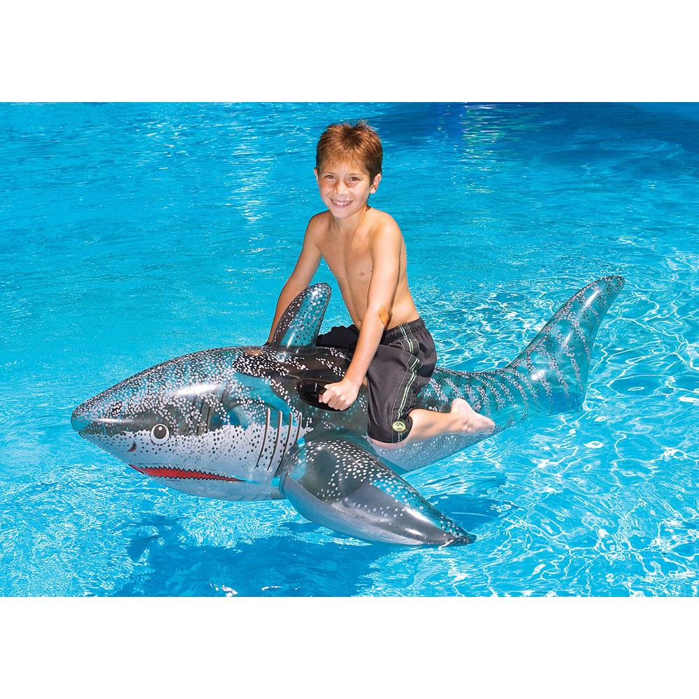 Inflatable Gray Ride-On Shark Swimming Pool Float  72-Inch. Picture 2