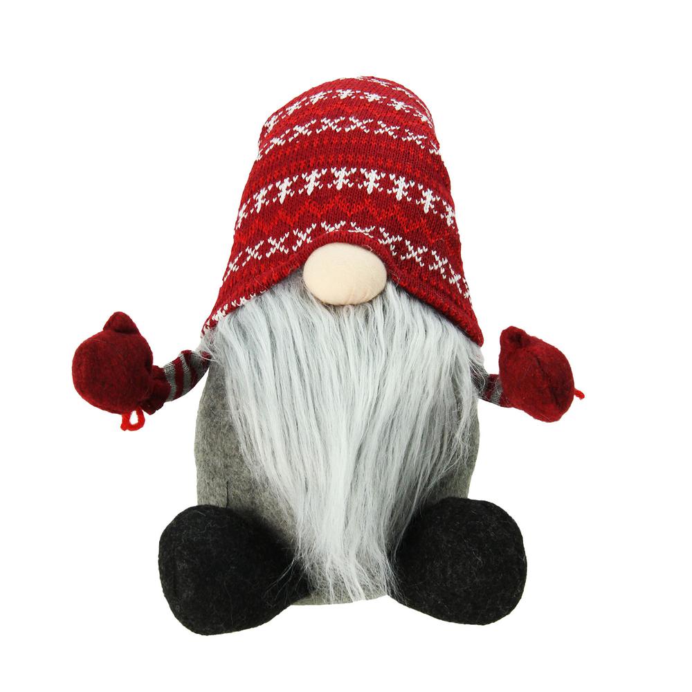 22" Red and Gray Nordic Gnome Christmas Figure. Picture 1