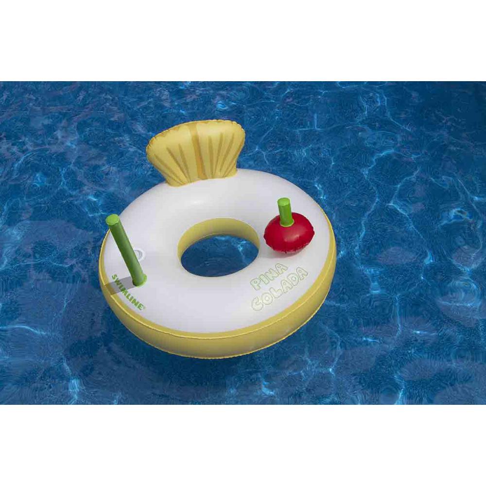 41" Inflatable Yellow and White Pina Colada Swimming Pool Ring Float. Picture 4