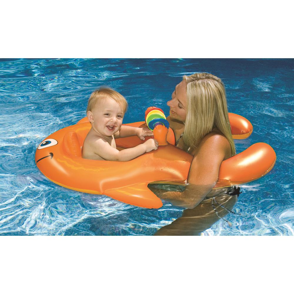Inflatable Orange Goldfish Baby Seat Pool Float - 39.5 Inch. Picture 2