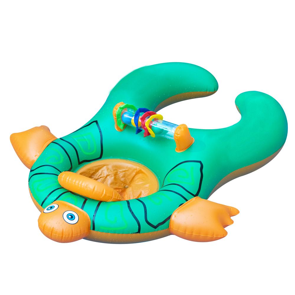 40" Inflatable Turtle Baby and Mom Swimming Pool Seat. Picture 1