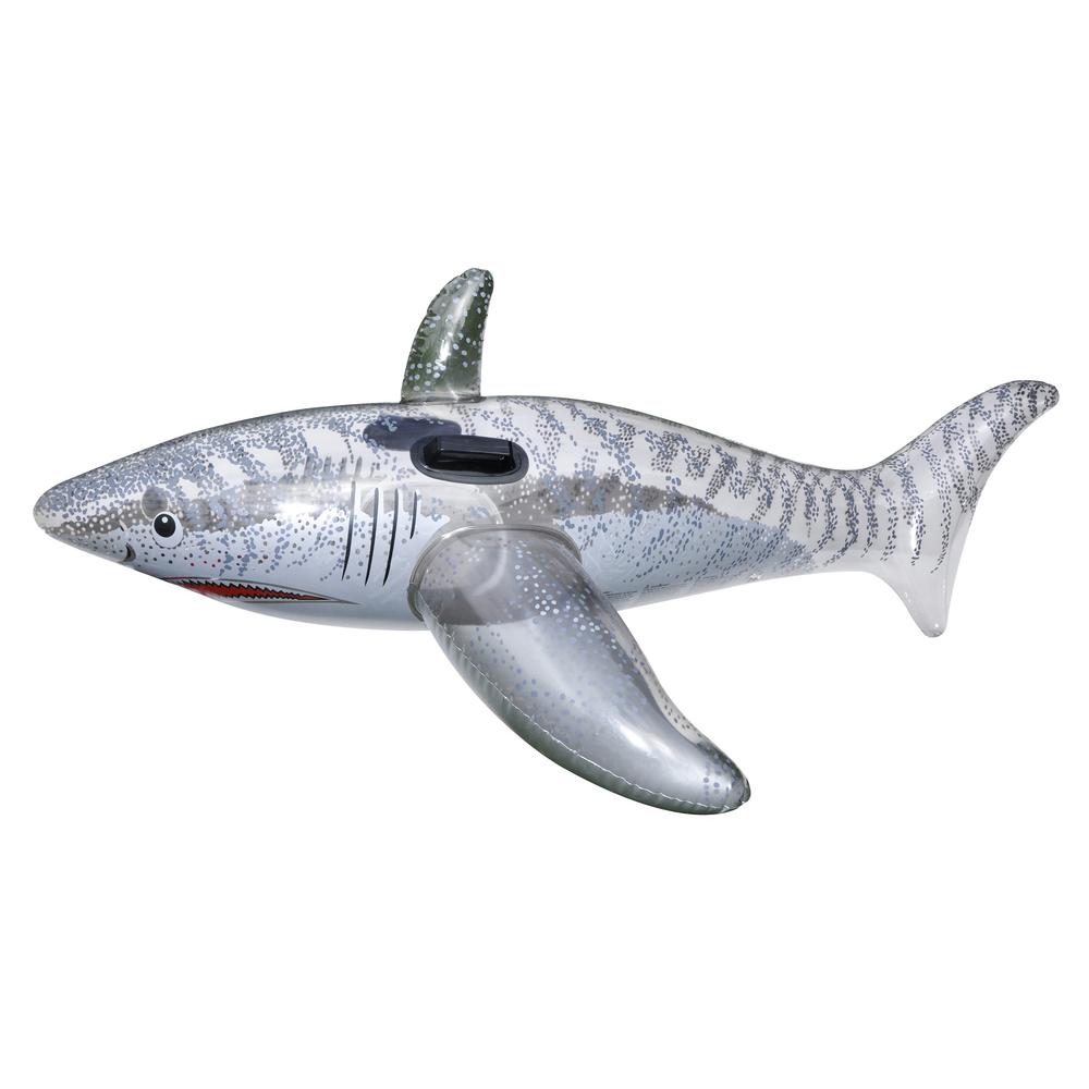 Inflatable Gray Ride-On Shark Swimming Pool Float  72-Inch. Picture 1
