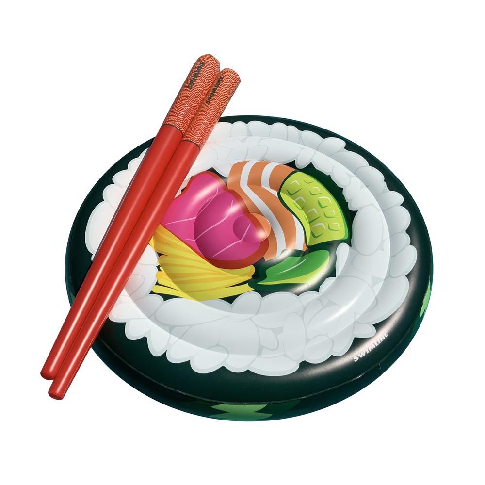 60" Inflatable Sushi Roll Island with Chopsticks Swimming Pool Float. Picture 1