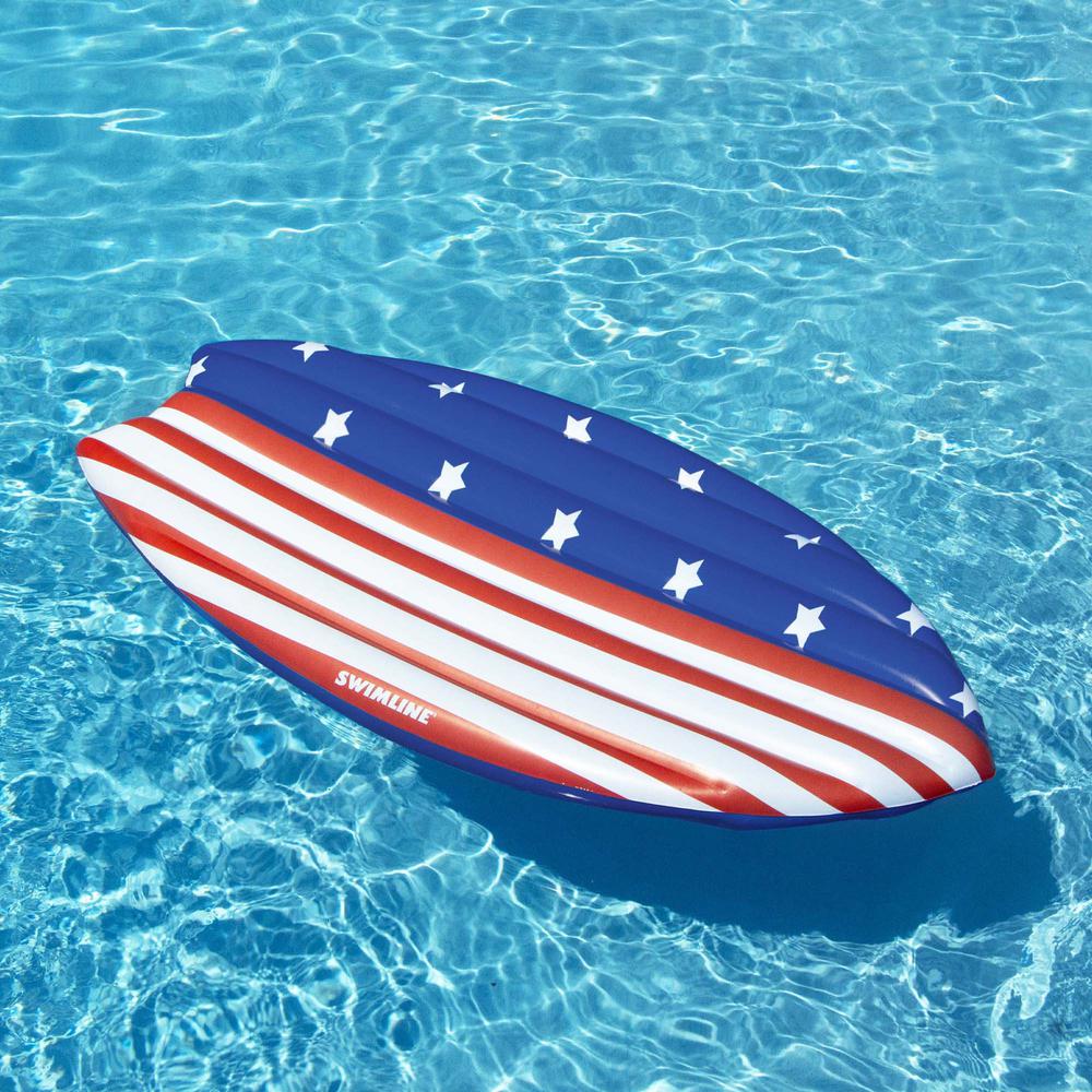 73" Americana Surfboard Shaped Inflatable Swimming Pool Lounge Float. Picture 2