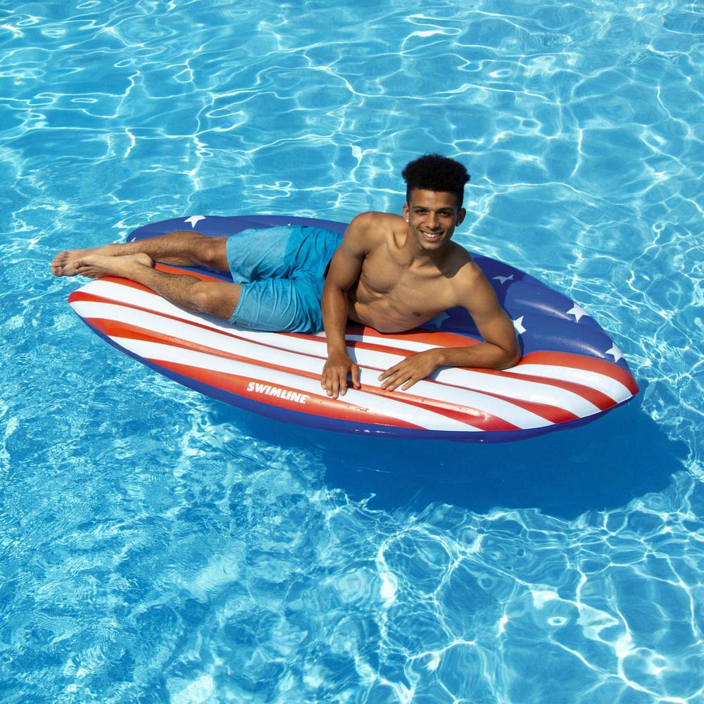 73" Americana Surfboard Shaped Inflatable Swimming Pool Lounge Float. Picture 5